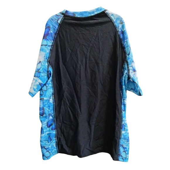 Girls Butterfly Print Two-Piece Short sleeve Rash Guard Swim Shorts Set 14T - Picture 4 of 10